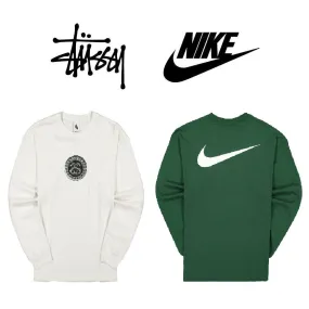 STUSSY  |Unisex Street Style U-Neck Long Sleeves Plain Cotton