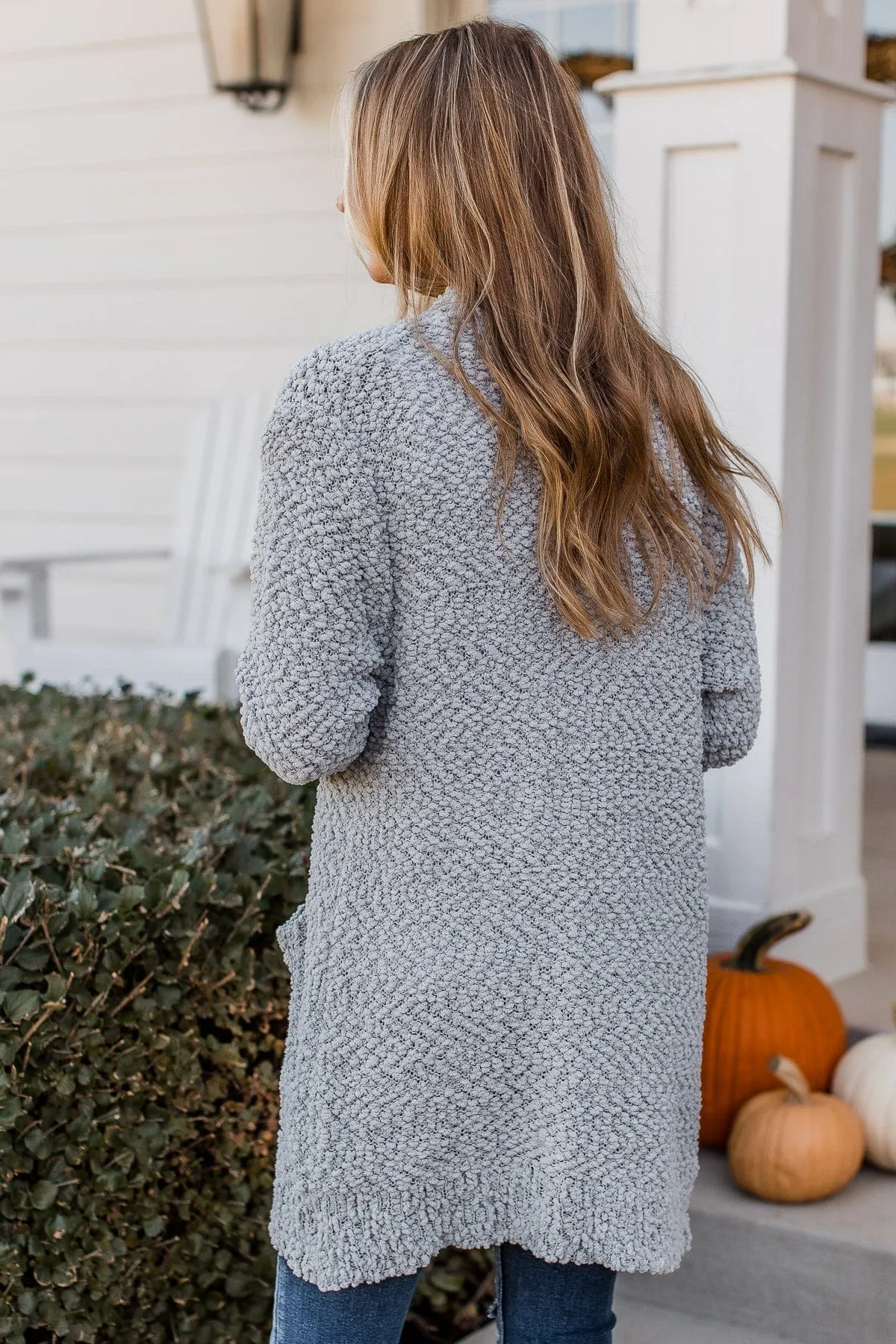 Take Another Look Popcorn Cardigan- Dusty Blue