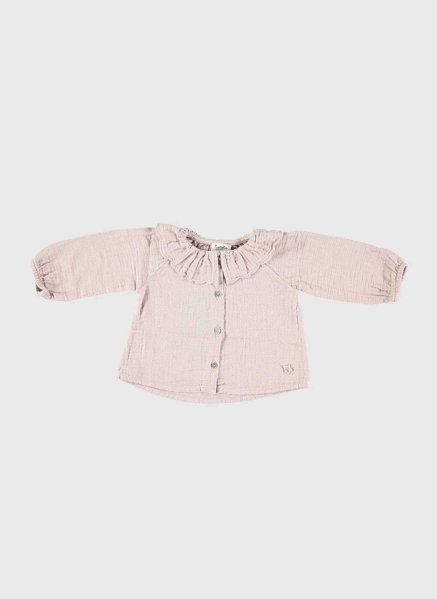 Tocoto Vintage Plain Blouse with Ruffles in Pink