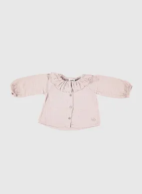 Tocoto Vintage Plain Blouse with Ruffles in Pink