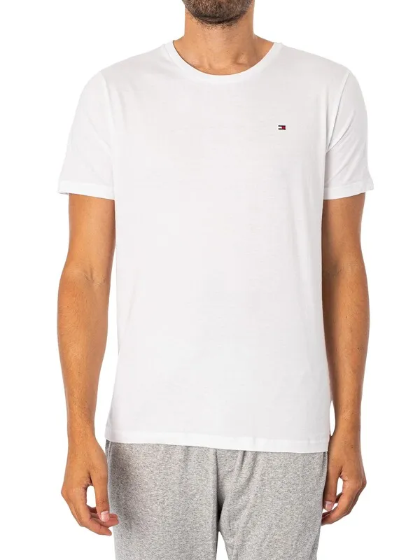 Tommy Hilfiger 3 Pack Signature Cotton Essentials Lounge T-Shirts - White/Black/Grey Heather