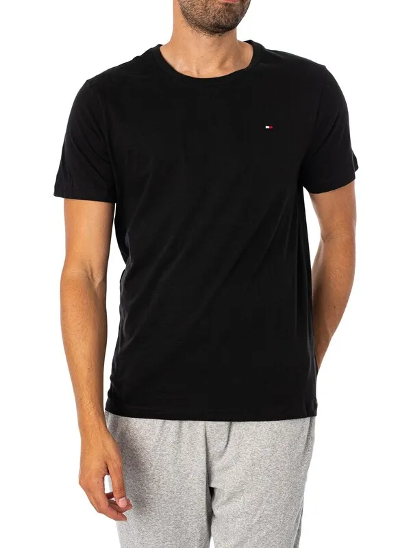 Tommy Hilfiger 3 Pack Signature Cotton Essentials Lounge T-Shirts - White/Black/Grey Heather