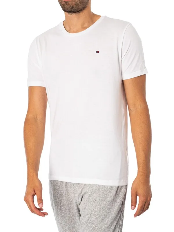 Tommy Hilfiger 3 Pack Signature Cotton Essentials Lounge T-Shirts - White/Black/Grey Heather