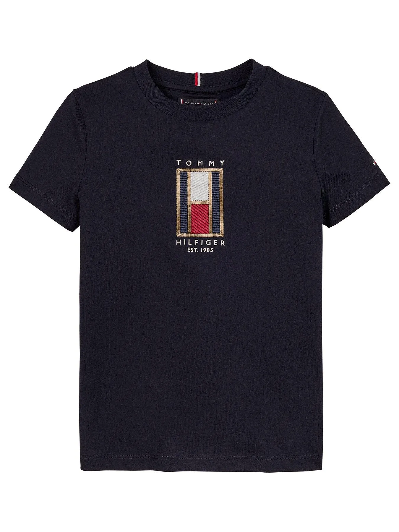 Tommy Hilfiger Boys Flag Embroidered Reg Short Sleeve T-shirt - Navy