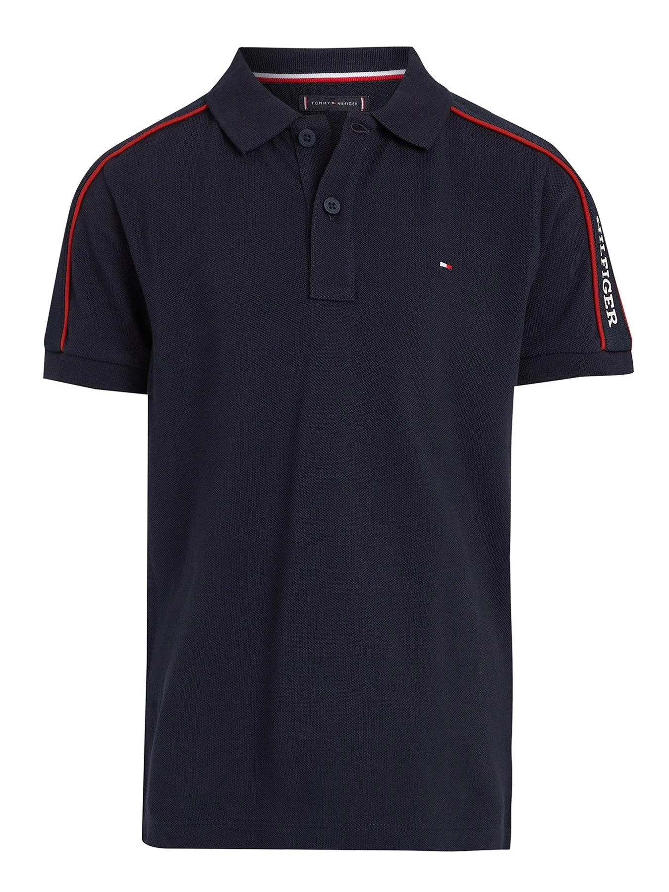 Tommy Hilfiger Boys Monotype Tape Regular Short Sleeve Polo - Navy