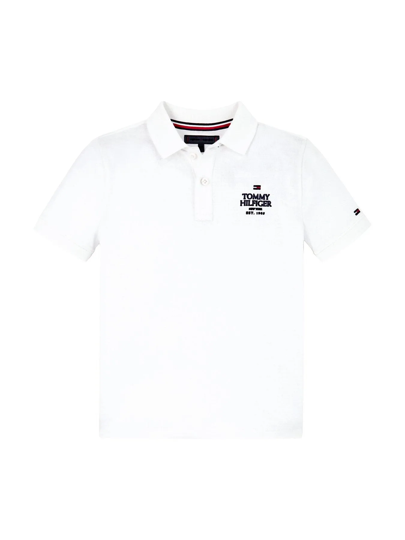 Tommy Hilfiger Boys Th Logo Regular Short Sleeve Polo Shirt - White