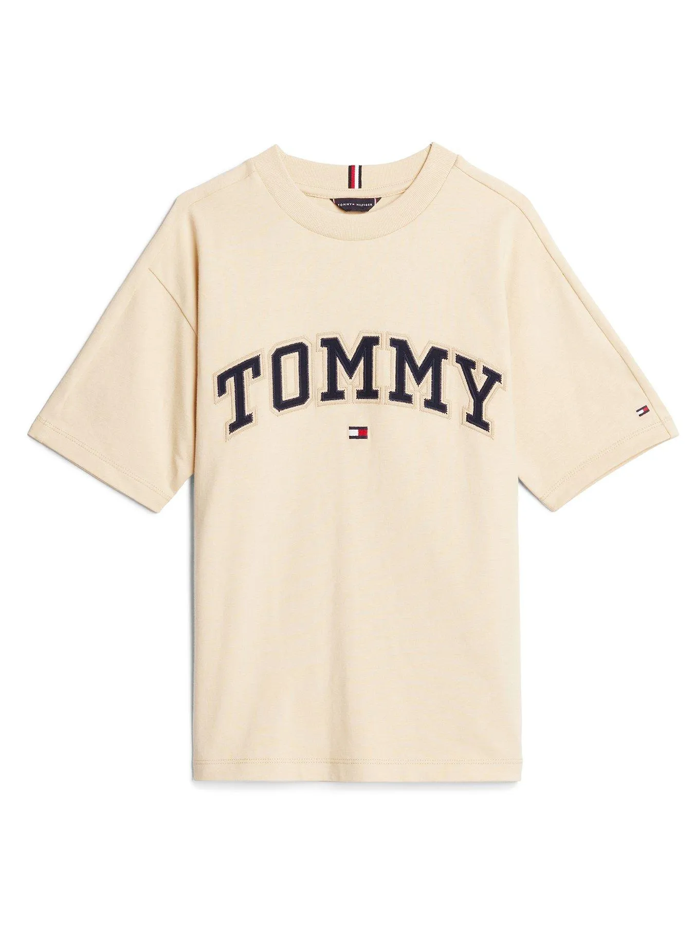 Tommy Hilfiger Boys Varsity Embroidery Short Sleeve T-Shirt - Light Cream