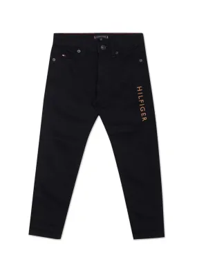 Tommy Hilfiger Kids Boys Black Modern Straight Fit Twill Weave Jeans