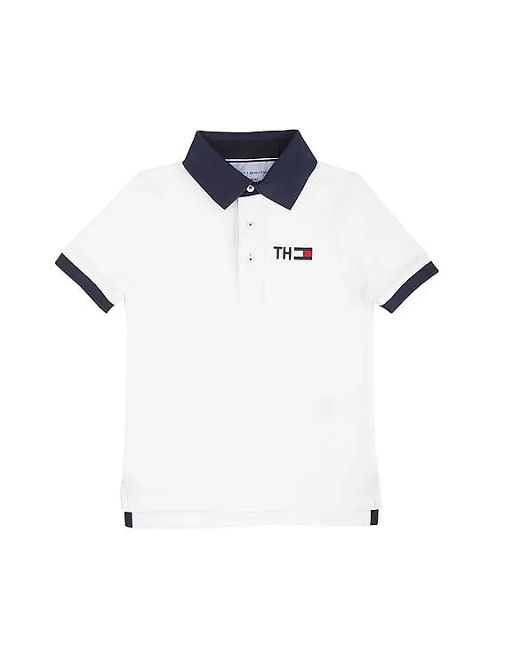 Tommy Hilfiger Kids Boys Contrast Collar Regular Fit Polo Shirt