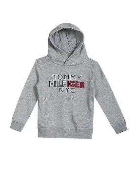 Tommy Hilfiger Kids Boys Grey Embroidered Logo Hooded Sweatshirt