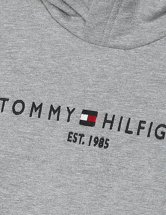 Tommy Hilfiger Kids Boys Grey Essential Logo Hooded Sweatshirt