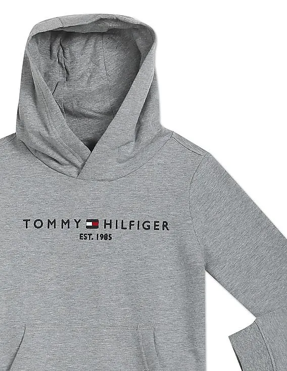 Tommy Hilfiger Kids Boys Grey Essential Logo Hooded Sweatshirt