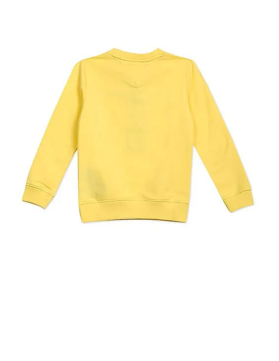 Tommy Hilfiger Kids Boys Light Yellow Crew Neck Logo Sweatshirt