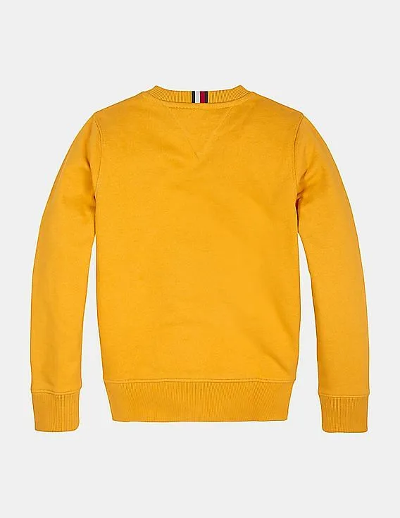 Tommy Hilfiger Kids Boys Mustard Crew Neck Logo Sweatshirt