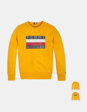 Tommy Hilfiger Kids Boys Mustard Crew Neck Logo Sweatshirt