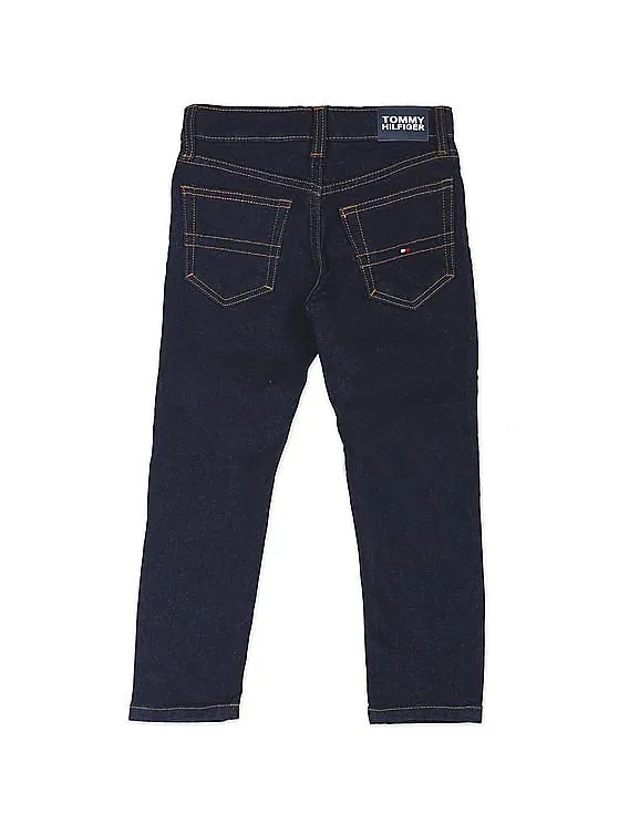 Tommy Hilfiger Kids Boys Navy Buttoned Waist Mid Rise Jeans