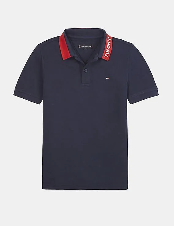 Tommy Hilfiger Kids Boys Navy Short Sleeve Solid Polo Shirt