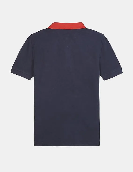 Tommy Hilfiger Kids Boys Navy Short Sleeve Solid Polo Shirt