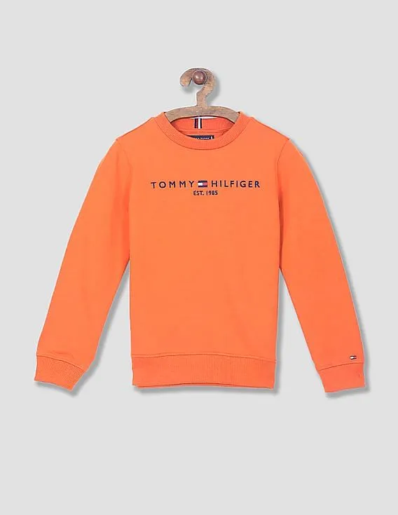 Tommy Hilfiger Kids Boys Orange Brand Embroidered Essential Sweatshirt