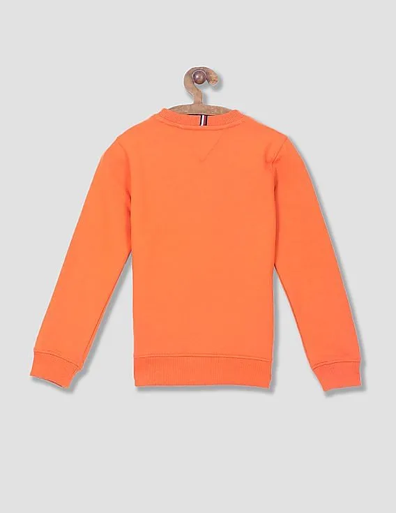 Tommy Hilfiger Kids Boys Orange Brand Embroidered Essential Sweatshirt