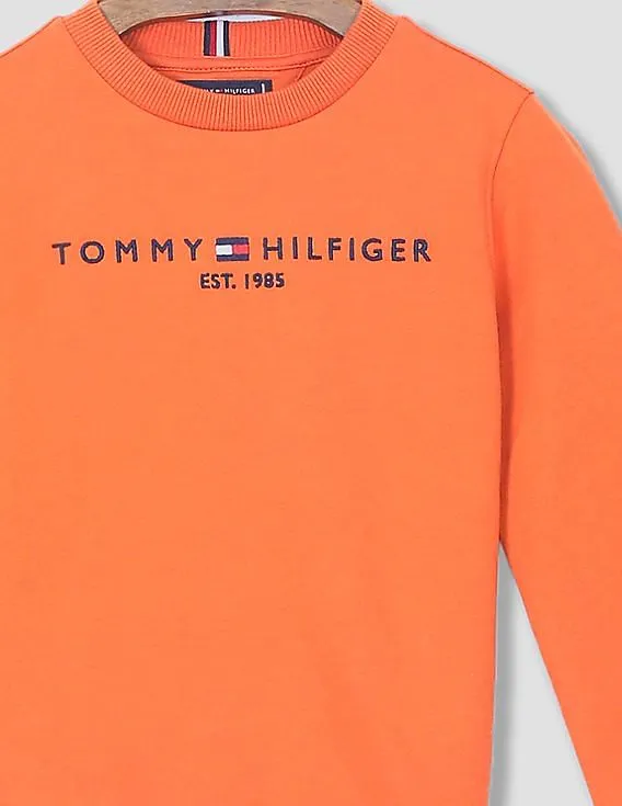 Tommy Hilfiger Kids Boys Orange Brand Embroidered Essential Sweatshirt