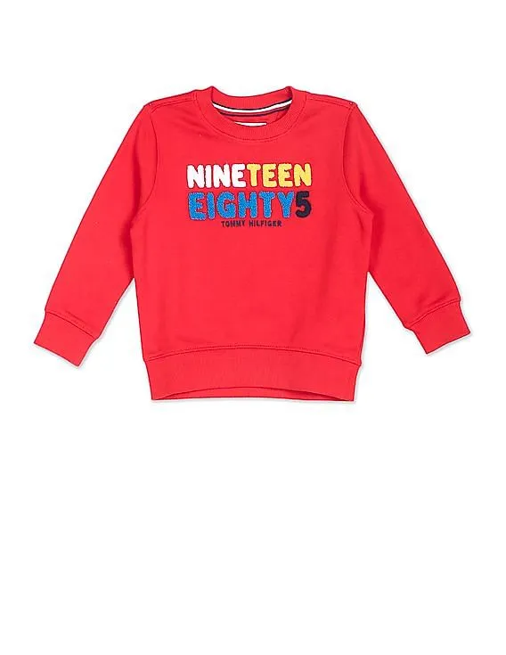 Tommy Hilfiger Kids Boys Red Crew Neck Appliqued Sweatshirt