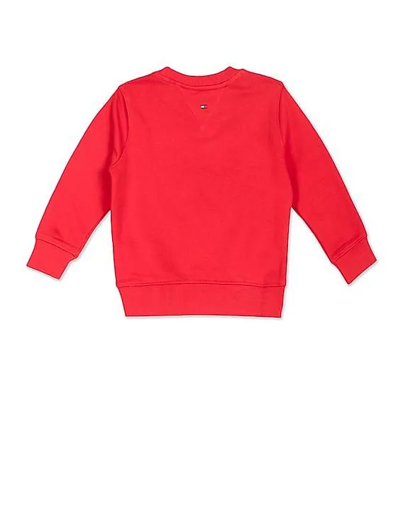 Tommy Hilfiger Kids Boys Red Crew Neck Appliqued Sweatshirt