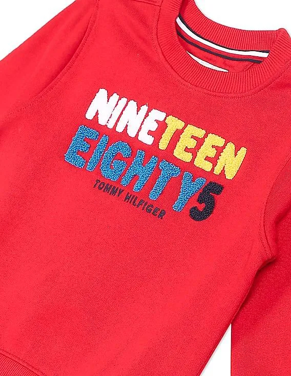 Tommy Hilfiger Kids Boys Red Crew Neck Appliqued Sweatshirt