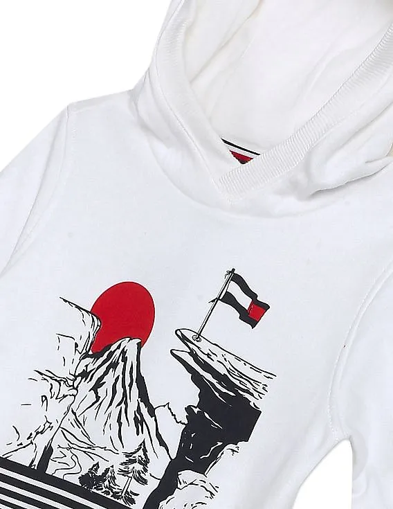 Tommy Hilfiger Kids Boys White Graphic Print Hooded Sweatshirt