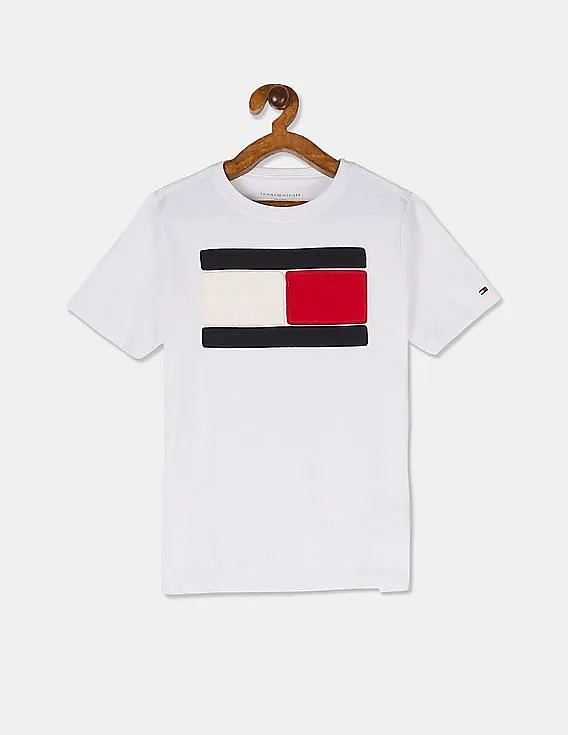 Tommy Hilfiger Kids Boys White Short Sleeve Patch Logo T-Shirt