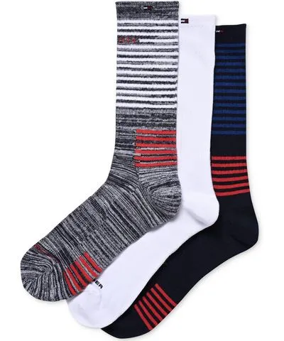 Tommy Hilfiger Mens Logo 3 Pack Crew Socks