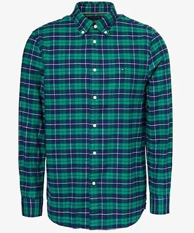 Tommy Hilfiger Mens Nouveau Green Check long-sleeve brushed cotton shirt