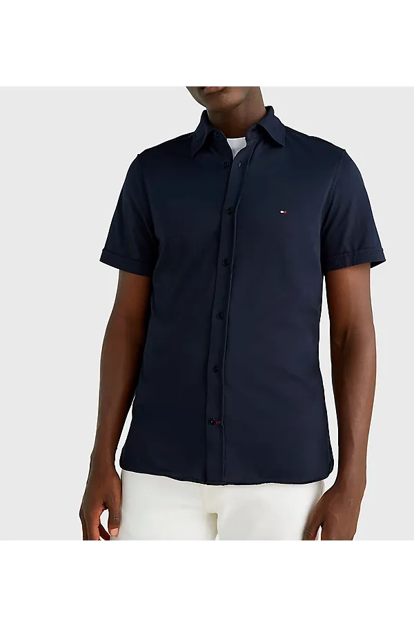 Tommy Hilfiger Short Sleeve Shirt Jacquard Navy