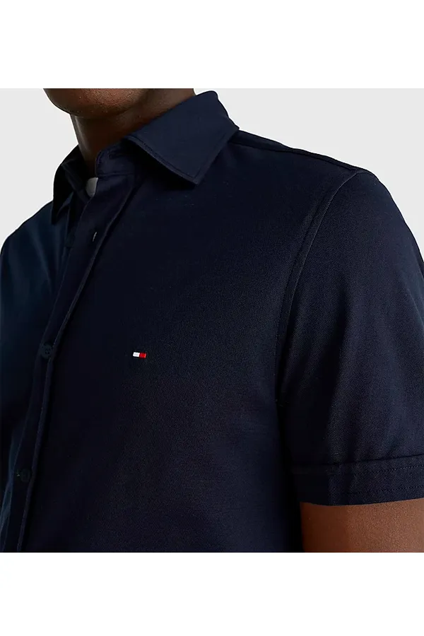 Tommy Hilfiger Short Sleeve Shirt Jacquard Navy