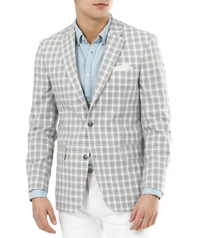 Tommy Hilfiger Trevor Mens Plaid Flex Fit Two-Button Blazer