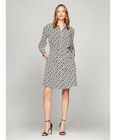 Tommy Hilfiger Women's TH Monogram Print Midi Shirtdress