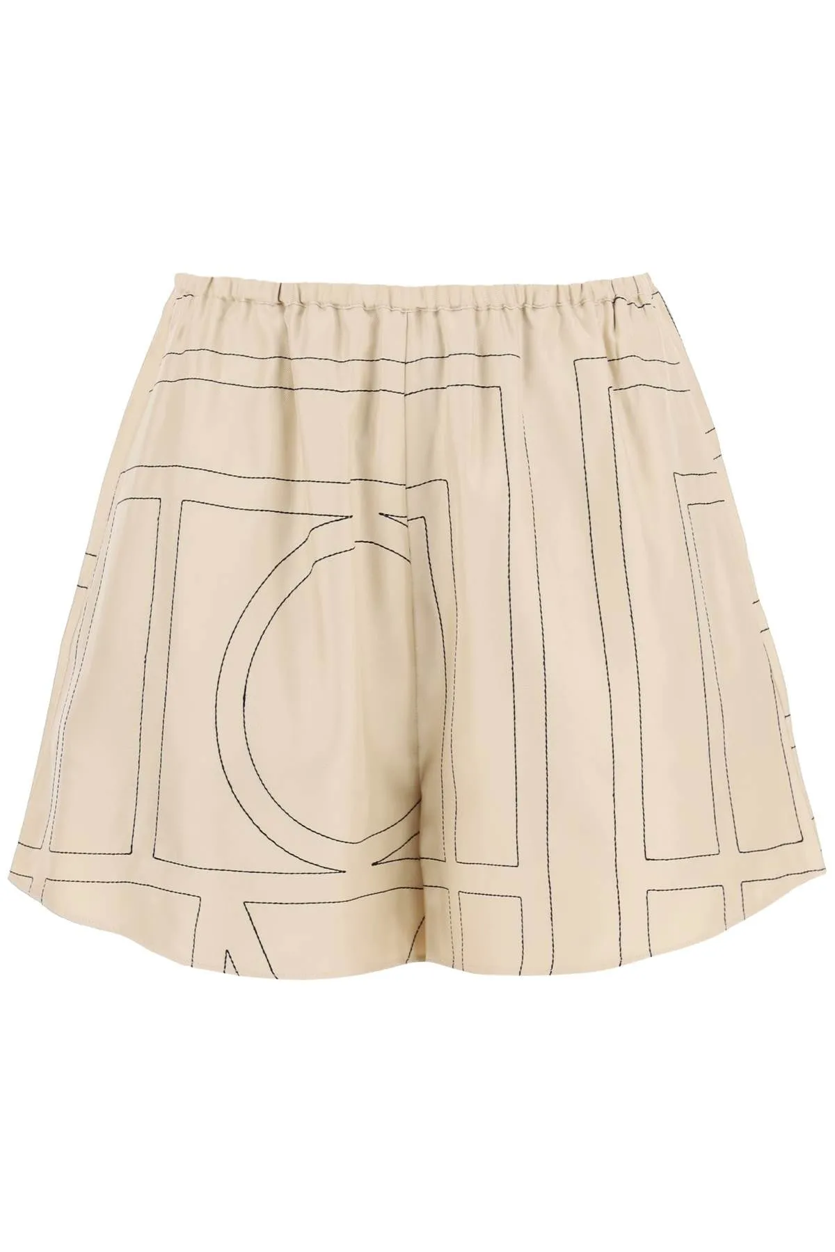 Toteme Monogram Silk Pj Shorts   Beige