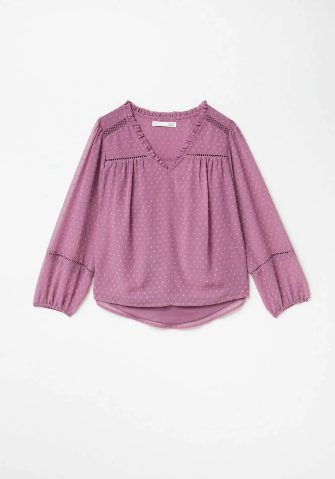 Trim detail plumetis blouse - Mauve