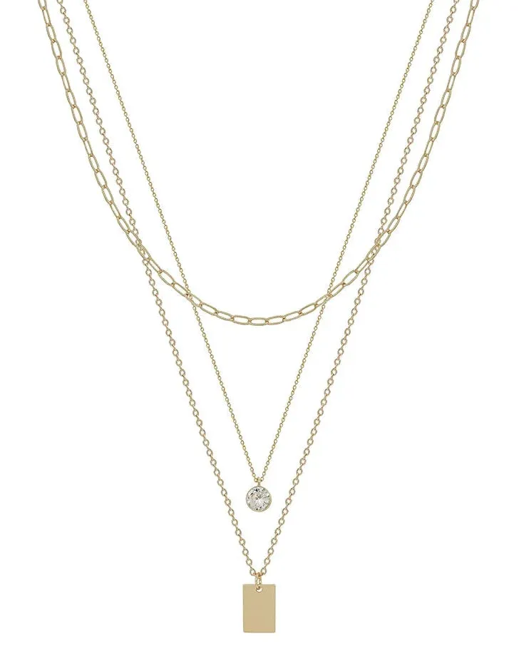 Triple Layer Rectangle Necklace