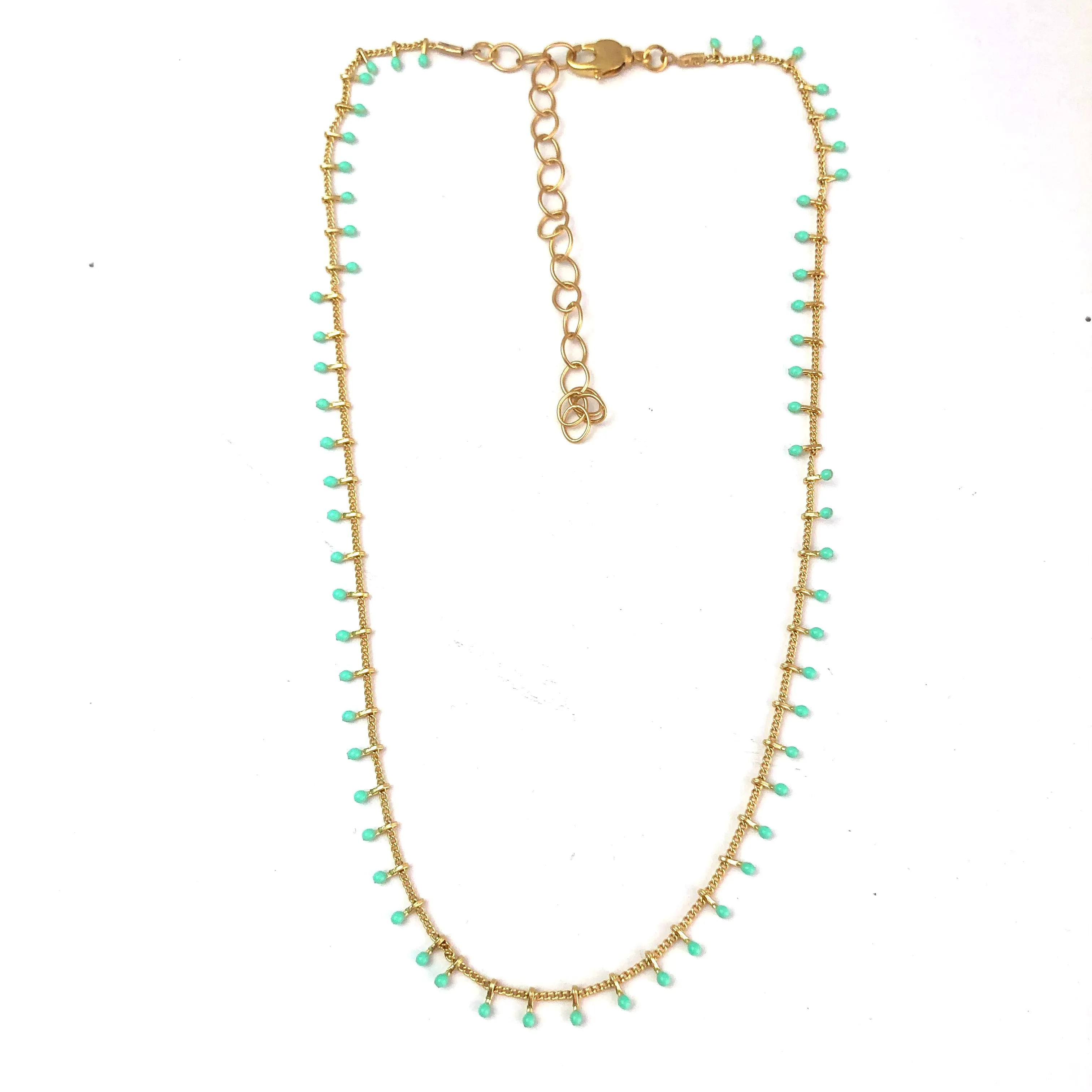 Turquoise Swiss Dot Gold Necklace