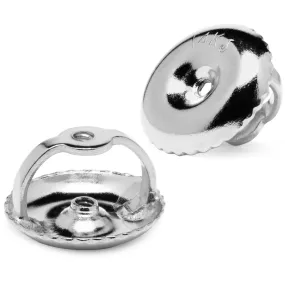 Two Earring Back Replacements |14K Solid White Gold | Threaded Screw on Screw off | Quality Die Struck | Post Size .032 | 2 Back