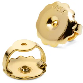 Two Earring Back Replacements |14K Solid Yellow Gold | Threaded Screw on Screw off | Quality Die Struck | Post Size .0375 | 1 Pa