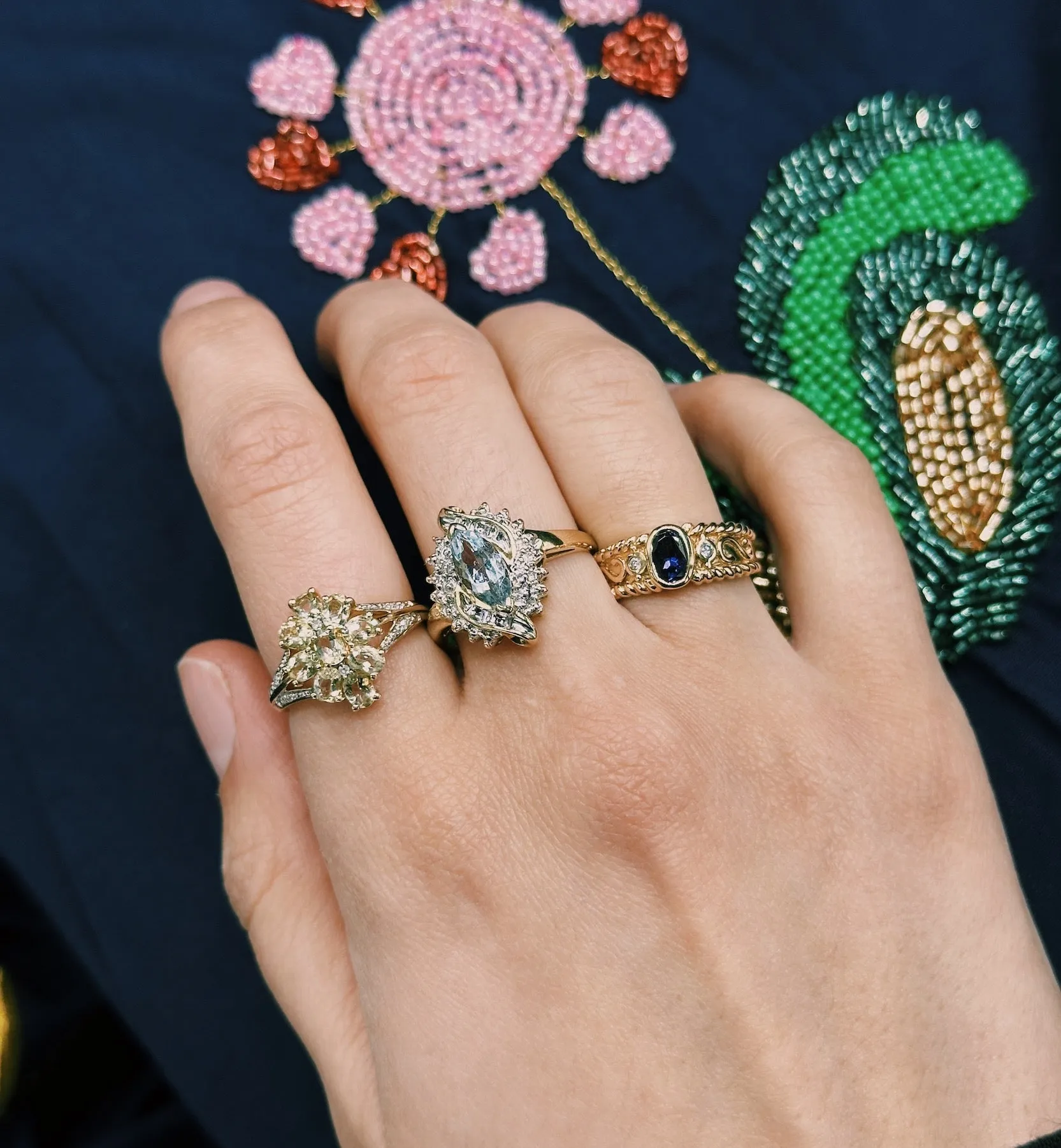 Vintage Aquamarine Morning Star Ring