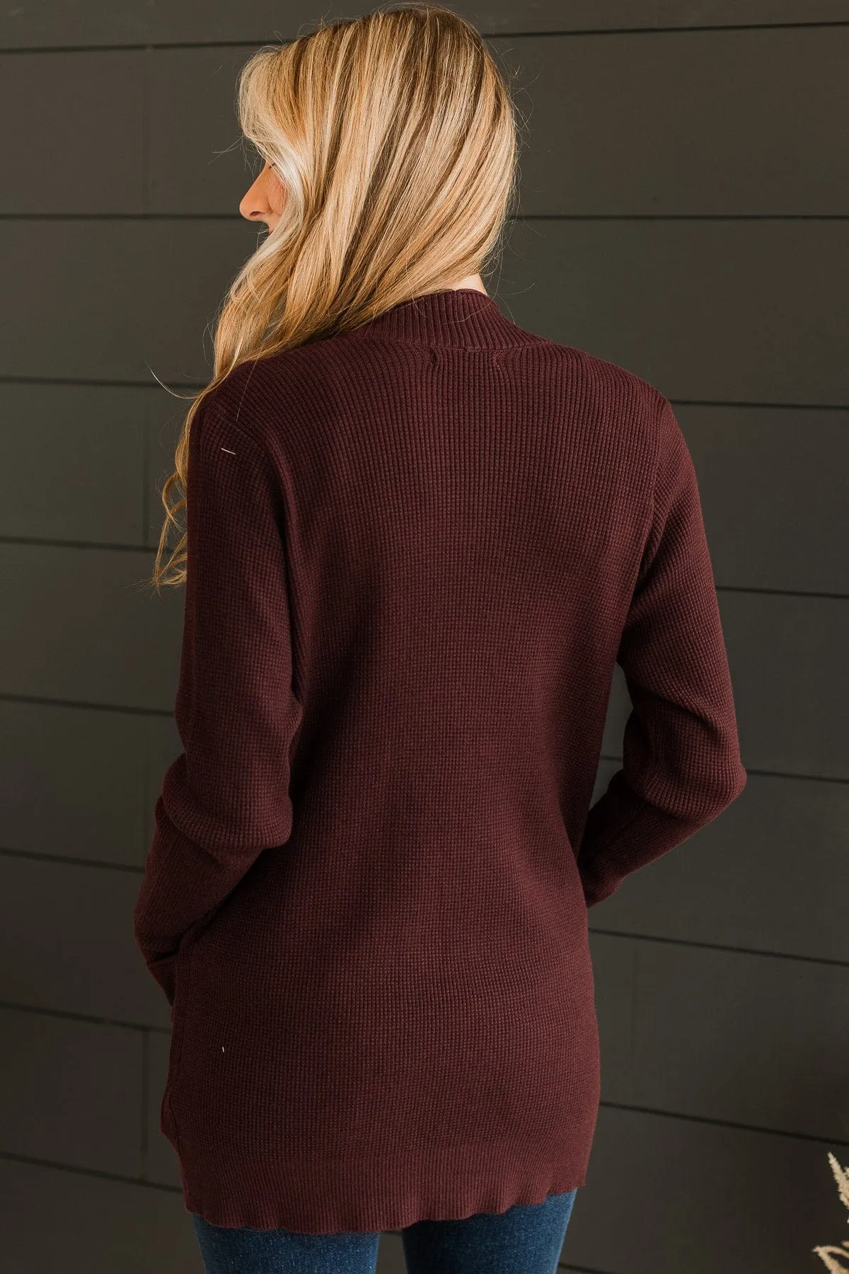 Walking On Clouds Knit Cardigan- Burgundy