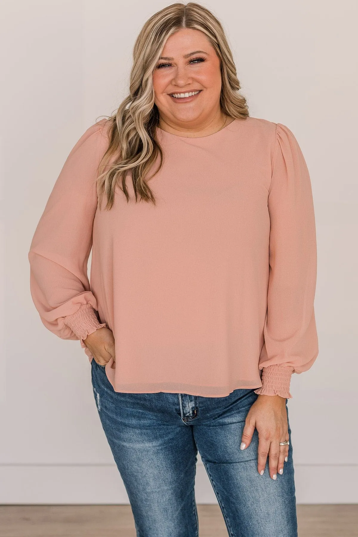 Where We Started Long Sleeve Blouse- Light Peach