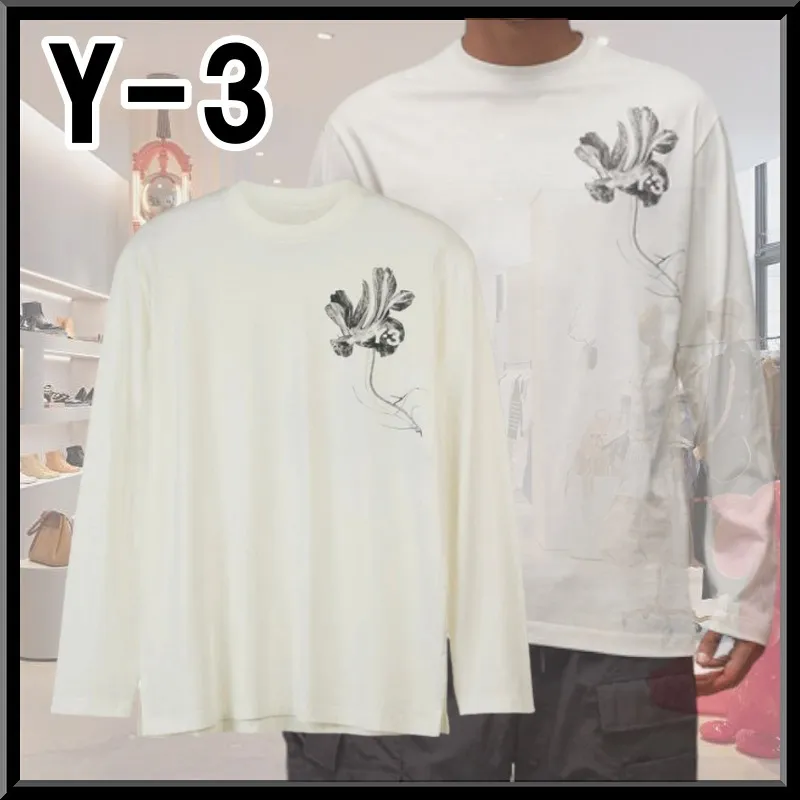 Y-3  |Crew Neck Flower Patterns Unisex Street Style Long Sleeves