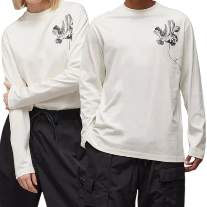 Y-3  |Crew Neck Flower Patterns Unisex Street Style Long Sleeves