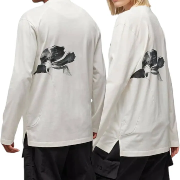 Y-3  |Crew Neck Flower Patterns Unisex Street Style Long Sleeves