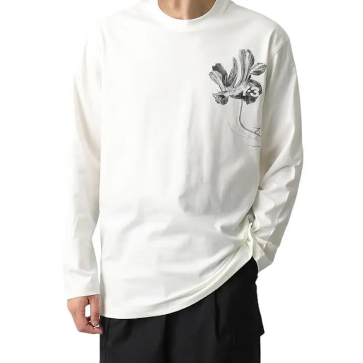 Y-3  |Crew Neck Flower Patterns Unisex Street Style Long Sleeves